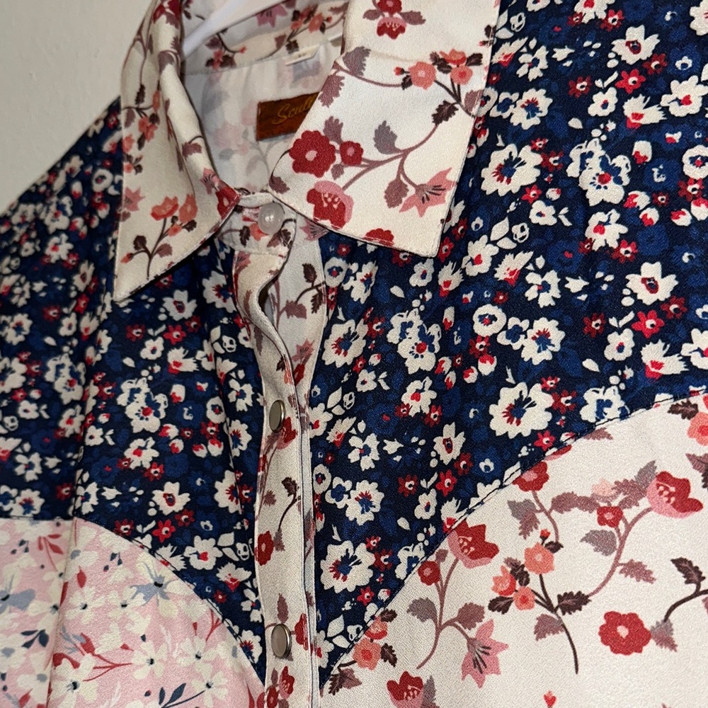 Scully Snap Button Floral Patterned Westerm Shirt - image 4